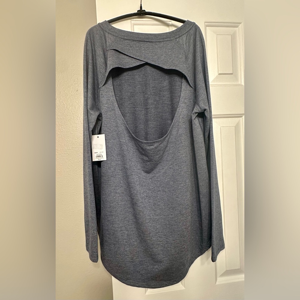 NEW So Blue Long Sleeve Shirt with Back Cutout, Size Large